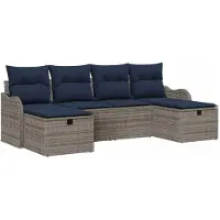 vidaXL Bankstel 6 st 6-Aantal zitplaatsen Grijs en Marineblauw
