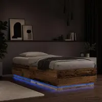 Prolenta Maison Exclusive - Bedframe met LED-verlichting, gemaakt van gerecycled hout, afmetingen 80 x 200 cm, materiaal: houtvezel
