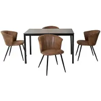 Meubles Cosy Schwarzes, uitbreidbare eethoekset met 4 fauteuils bekleed met imitatie suède, in Scandinavische stijl