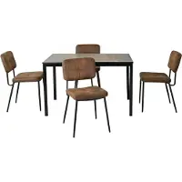 Meubles Cosy set bestaande uit een uitschuifbare eettafel en 4 stoelen in zwarte kleur, met een suède-look, in Scandinavische stijl