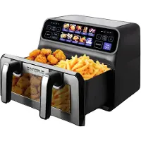 OEM Heetluchtfriteuse, dubbele manden, koken zonder olie, model 802T - 2-in-1 mand