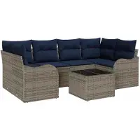 vidaXL Tuinbank Set Grijs 55 x 55 x 37 cm poly rattan