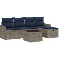 vidaXL Tuinbank Set 6 st 4-Aantal zitplaatsen Grijs en Marineblauw