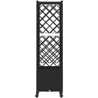 vidaXL Verhoogd Bed met Trellis en Dak Zwart 124,5 x 40 x 142 cm PP