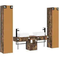 vidaXL Badkamerkastset, 5 stuks, gerookt eikenhout, 33 x 34,5 x 160 cm