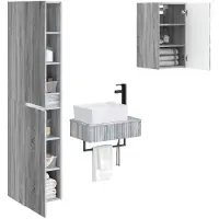 vidaXL Badkamerkastset, 3 stuks, grijs Sonoma, 33 x 34,5 x 160 cm