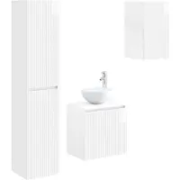 vidaXL Badkamerkastset, 3 stuks, hoogglanzend wit, 33 x 34,5 x 160 cm