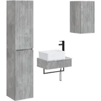 vidaXL Badkamerkastset, 3 stuks, betonkleur, 33 x 34,5 x 160 cm