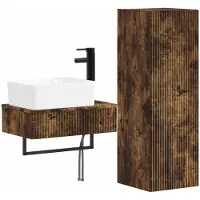 vidaXL Badkamerkast set, 2 stuks, gerookt eikenhout, 33 x 34,5 x 100 cm