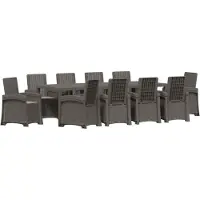 vidaXL Tuin Eettafel Set 11 st Lichtgrijs PP