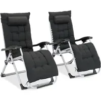 Garden Point Set van twee antracietkleurige ligbedden Olbia