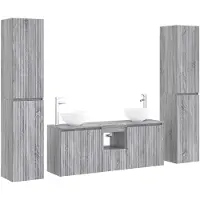 vidaXL Badkamerkastset, 5 stuks, grijs Sonoma, 33 x 34,5 x 160 cm