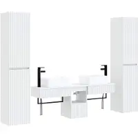 vidaXL Badkamerkast set 5 st Wit 33 x 34,5 x 160 cm Bewerkt hout
