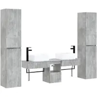 vidaXL Badkamerkastset, 5 stuks, betonkleur, 33 x 34,5 x 160 cm