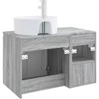 vidaXL Badkamerkast set, 2 stuks, grijs Sonoma, houtfineer