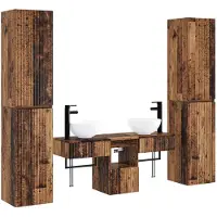 vidaXL Badkamerkastset, 5 stuks, gerecycled hout, 33 x 34,5 x 160 cm
