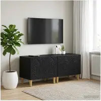 vidaXL Tv-meubel Zwart Bewerkt hout