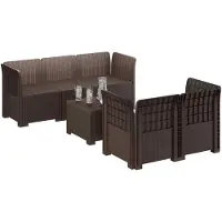 vidaXL 5-Zits Tuinbank Rattanlook PP Bruin