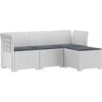 vidaXL 4-Zitter Tuin Sofa met Kussens Rattan Look PP Wit