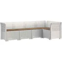 vidaXL 5-Zits Tuinbank met Kussens Rattanlook 5-zits PP Wit