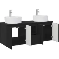 vidaXL Badkamermeubelset, 3 stuks, zwart, 49,5 x 44,5 x 65 cm