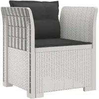 vidaXL Eén-zits Fauteuil met Kussens Rieten Look PP Wit