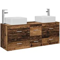 vidaXL Badkamerkast set 3 st Oud hout 49,5 x 41 x 63 cm Bewerkt hout