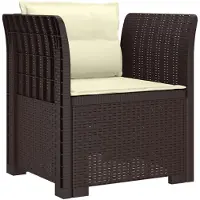 vidaXL Eén-zits Fauteuil met Kussens Rieten Look PP Bruin