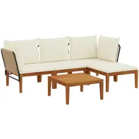 vidaXL 5 st Massief acaciahout & touw Naturel
