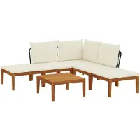 vidaXL 6 st Massief acaciahout & touw Naturel