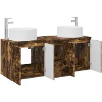 vidaXL Badkamerkast set 3 st Gerookt eiken 49,5 x 44,5 x 65,5 cm