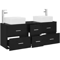 vidaXL Badkamermeubelset, 3 stuks, zwart, 49,5 x 41 x 63 cm