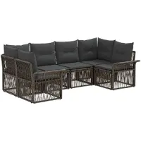 vidaXL Tuinset met 6 zitplaatsen, grijs, polyrotan