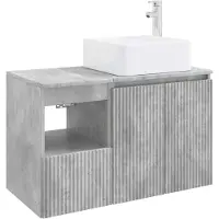 vidaXL Badkameraccessoireset, 2 stuks, betonkleur, houtvezel