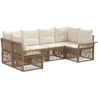vidaXL Tuinbank Set 6 st 6-Aantal zitplaatsen Beige poly rattan