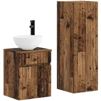 vidaXL Badkamerkast set, 2 stuks, gerecycled hout, 33 x 34,5 x 100 cm