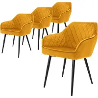ML-Design Set van 4 eetkamerstoelen Amino velvet | fluweel geel 60x80x63 cm eetkamerstoelen | NADUVI