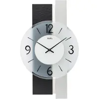 AMS W9555 wandklok met houten behuizing en afwerking van leisteen en aluminium