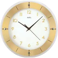 AMS W9450 – Wandklok, Quartz – Glas – Messing – Ø31 cm – Goud/wit
