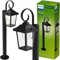 Philips Buzzard Sokkellamp - Buitenverlichting - E27-fitting - Weerbestendig: IP44 - Zwart - Hoogwaardig Aluminium en Glas - Klassiek ontwerp