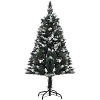 HOMCOM Kunstkerstboom 830-359, met sneeuw, sparrenmodel, 222 takken, vlamvertragend PVC, donkergroen, 60 x 120 cm