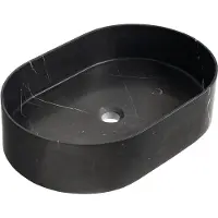 Sapho Blok natuurstenen opbouwwastafel 55x37cm zwart Marquin mat