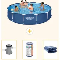 Bestway Steel Pro, ronde opblaasbare zwembad - 396x84 cm - 4-delig - Model S22313