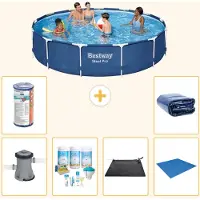 Bestway Steel Pro, ronde opblaasbare zwembad - 396x84 cm - 7-delig, model S21618