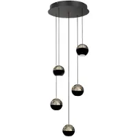 Steinhauer 5-licht vide hanglamp Belluno led - zwart met glas