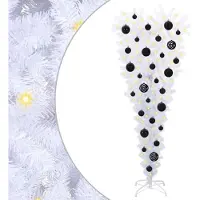 Syfax Kunstkerstboom met voet, wit, 120 cm, gemaakt van PVC en staal