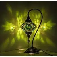 Halay Turkse hanglamp met een groene mozaïekbol van 12 cm - Oosterse kroonluchter voor sfeervolle verlichting