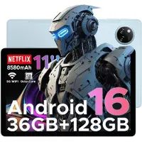 Doogee Tab A9 Pro+ - Tablet - 30GB RAM (6GB+24GB) - 128GB ROM（TB/TF）- 11Inth 90Hz HD+ - 8580mAh - Android 15 - Unisoc T7200 - Dual Speakers - Blauw