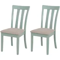 Mendler Set van 2 eetkamerstoelen HWC-G46, keukenstoel, bekleding van stof/textiel, massief hout mintgroen frame, beige
