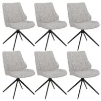 Mendler Set van 6 eetkamerstoelen HWC-O48, keukenstoel, draaibaar met automatische terugdraaimechanisme, stof/textiel chenille (410g/m²), kleur: crème